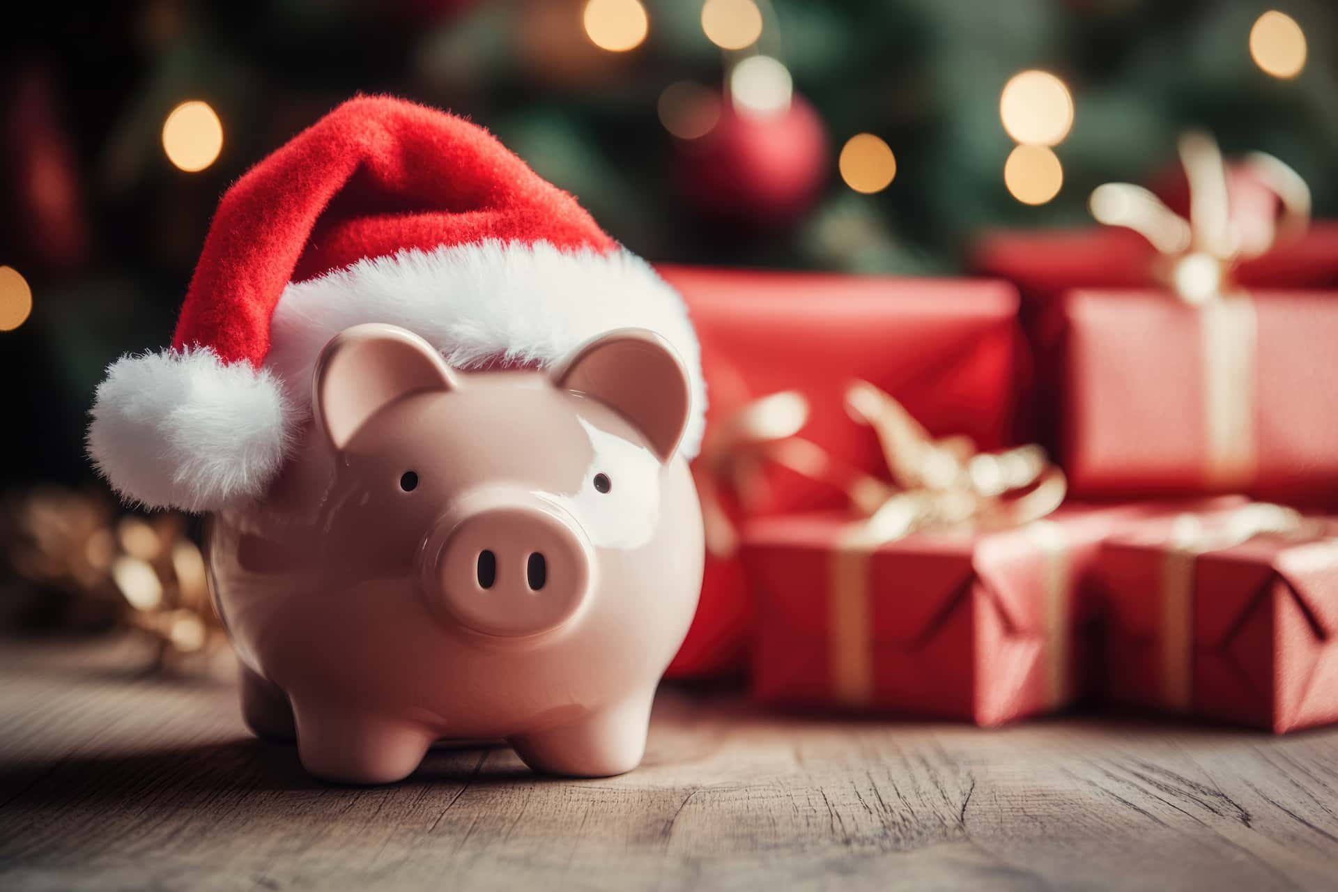 Piggy bank with Santa hat answering are Christmas bonuses taxed in Australia